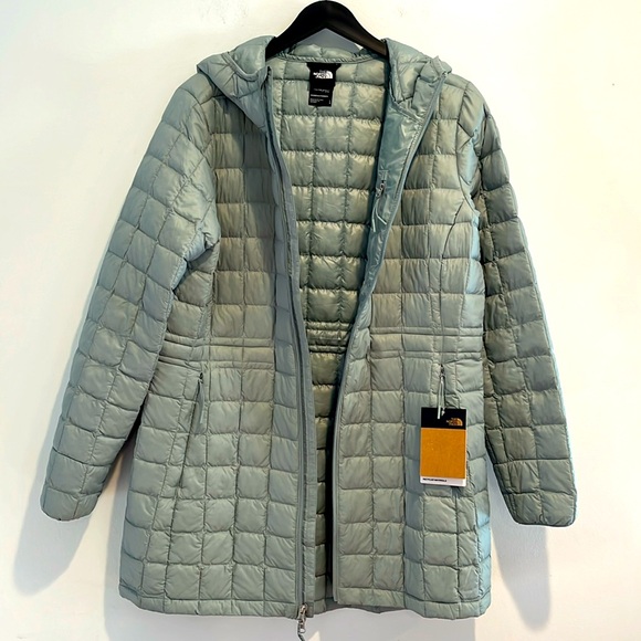 New! The North Face Thermoball Eco Quilted Hooded Parka~Large ~Silver Blue - Picture 2 of 16